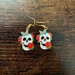 Rose & Butterfly Skeleton Alloy Earrings